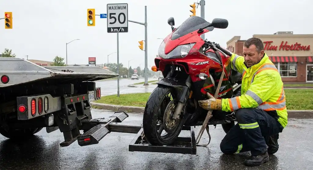 Local Towing Service Ottawa Sport bike flatbed towing in Ottawa
